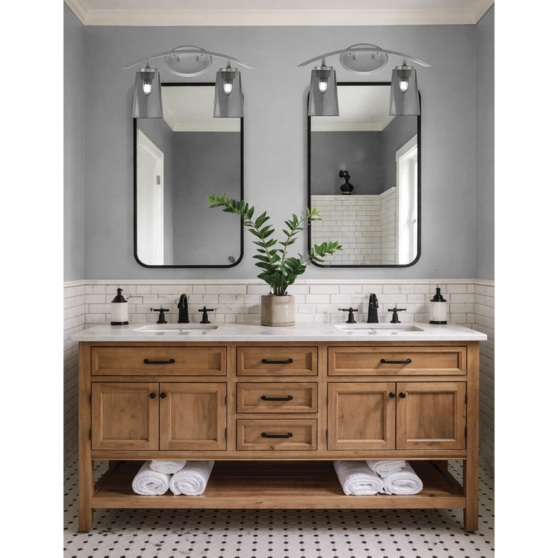 Toltec Kurve 2-Light Bath Bar | Graphite and Smoke Bubble Glass | Bathroom & Vanity Lighting | 7.25 x 10.5 in | Model 3722-GP-262