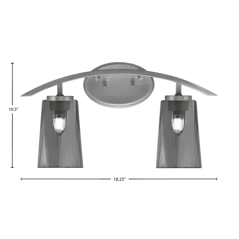 Toltec Kurve 2-Light Bath Bar | Graphite and Smoke Bubble Glass | Bathroom & Vanity Lighting | 7.25 x 10.5 in | Model 3722-GP-262