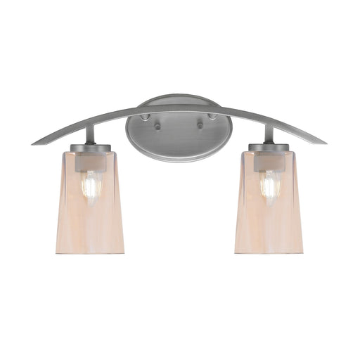 Toltec Kurve 10.5in 2-Light Bath Bar | Modern Graphite and Amber Gradient Glass | Bathroom Vanity | 7.25 x 10.5 in | Model 3722-GP-263