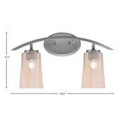 Toltec Kurve 10.5in 2-Light Bath Bar | Modern Graphite and Amber Gradient Glass | Bathroom Vanity | 7.25 x 10.5 in | Model 3722-GP-263