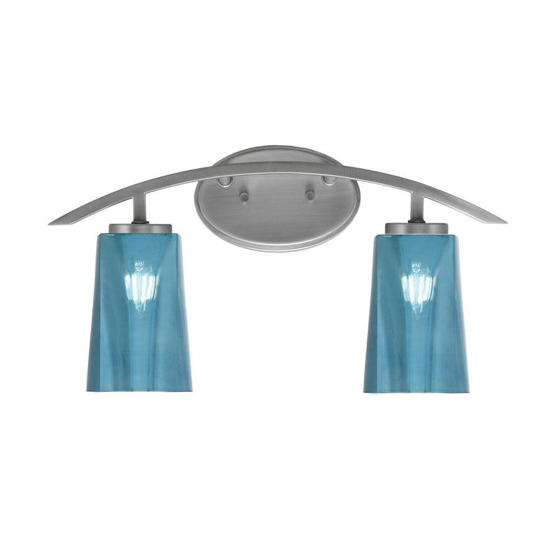 Toltec Kurve 10.5in 2-Light Bath Bar | Modern Graphite and Blue Gradient Glass | Bathroom Vanity | 7.25 x 10.5 in | Model 3722-GP-265