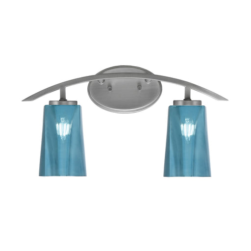 Toltec Kurve 10.5in 2-Light Bath Bar | Modern Graphite and Blue Gradient Glass | Bathroom Vanity | 7.25 x 10.5 in | Model 3722-GP-265