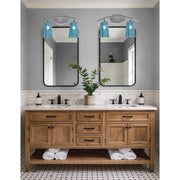 Toltec Kurve 10.5in 2-Light Bath Bar | Modern Graphite and Blue Gradient Glass | Bathroom Vanity | 7.25 x 10.5 in | Model 3722-GP-265