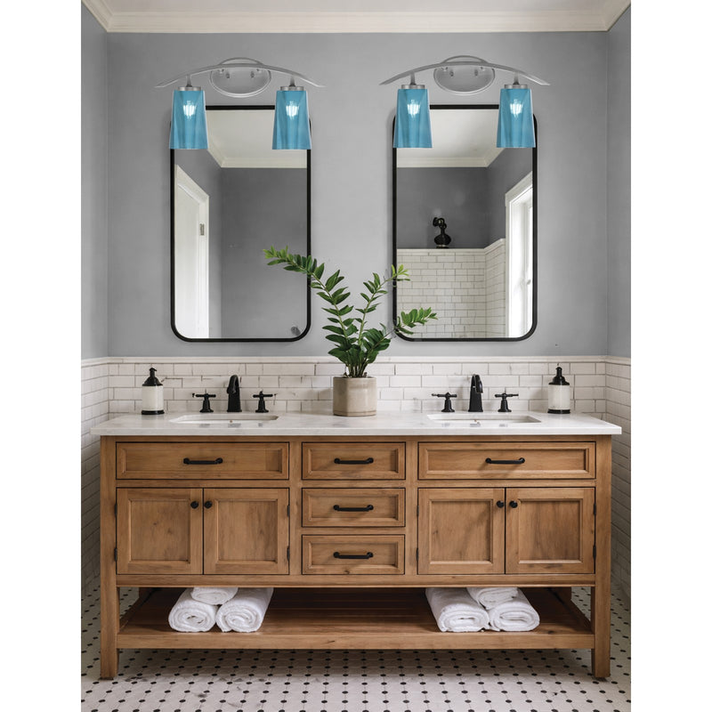 Toltec Kurve 10.5in 2-Light Bath Bar | Modern Graphite and Blue Gradient Glass | Bathroom Vanity | 7.25 x 10.5 in | Model 3722-GP-265