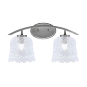 Toltec Kurve 2-Light Bath Bar | Modern Graphite Steel and Clear Lava Glass | Bathroom Vanity & Powder Room | 7.5 x 10.25 in | Model 3722-GP-4230