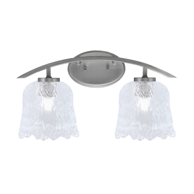 Toltec Kurve 2-Light Bath Bar | Modern Graphite Steel and Clear Lava Glass | Bathroom Vanity & Powder Room | 7.5 x 10.25 in | Model 3722-GP-4230