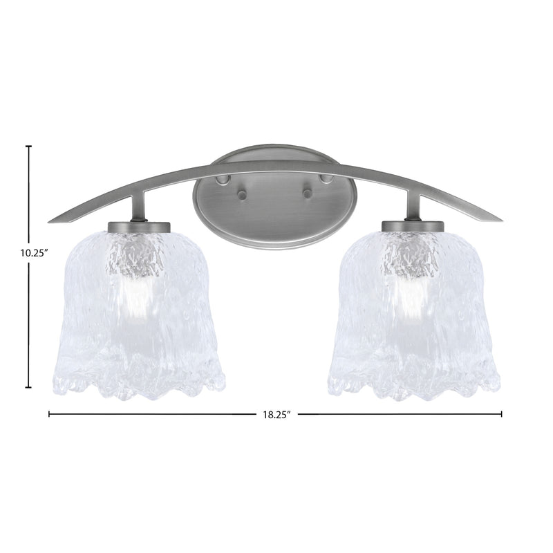 Toltec Kurve 2-Light Bath Bar | Modern Graphite Steel and Clear Lava Glass | Bathroom Vanity & Powder Room | 7.5 x 10.25 in | Model 3722-GP-4230