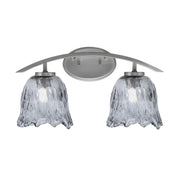 Toltec Kurve 2-Light Bath Bar | Modern Graphite Steel and Smoke Lava Glass | Bathroom Vanity & Powder Room | 7.5 x 10.25 in | Model 3722-GP-4232