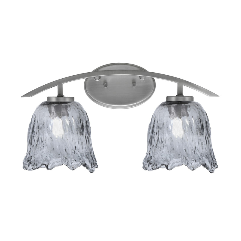 Toltec Kurve 2-Light Bath Bar | Modern Graphite Steel and Smoke Lava Glass | Bathroom Vanity & Powder Room | 7.5 x 10.25 in | Model 3722-GP-4232