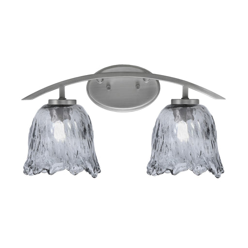 Toltec Kurve 2-Light Bath Bar | Modern Graphite Steel and Smoke Lava Glass | Bathroom Vanity & Powder Room | 7.5 x 10.25 in | Model 3722-GP-4232
