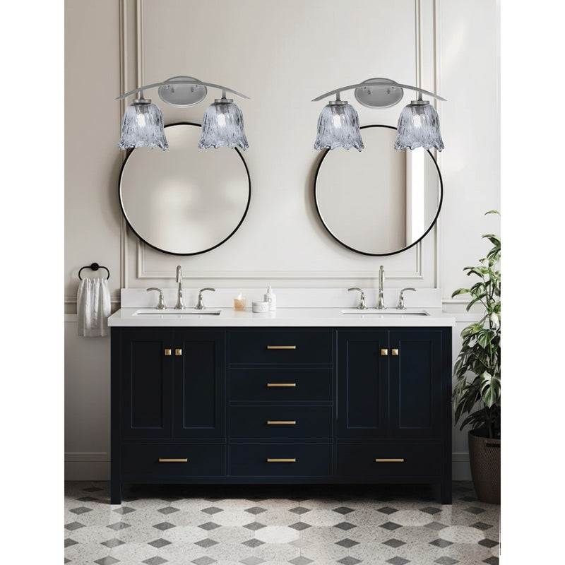 Toltec Kurve 2-Light Bath Bar | Modern Graphite Steel and Smoke Lava Glass | Bathroom Vanity & Powder Room | 7.5 x 10.25 in | Model 3722-GP-4232