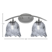 Toltec Kurve 2-Light Bath Bar | Modern Graphite Steel and Smoke Lava Glass | Bathroom Vanity & Powder Room | 7.5 x 10.25 in | Model 3722-GP-4232
