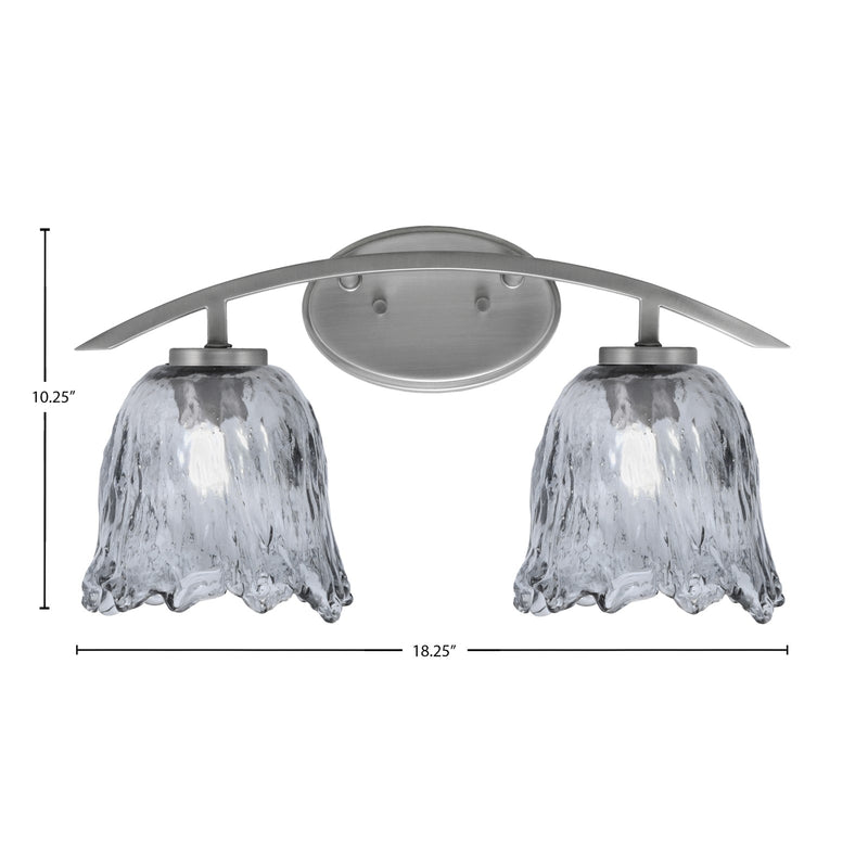 Toltec Kurve 2-Light Bath Bar | Modern Graphite Steel and Smoke Lava Glass | Bathroom Vanity & Powder Room | 7.5 x 10.25 in | Model 3722-GP-4232