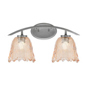 Toltec Kurve 2-Light Bath Bar | Modern Graphite Steel and Amber Lava Glass | Bathroom Vanity & Powder Room | 7.5 x 10.25 in | Model 3722-GP-4233