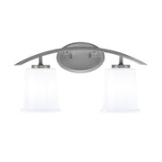 Toltec Kurve 9.5in 2-Light Bath Bar | Modern Graphite and White Opal Glass | Bathroom Vanity | 7 x 9.5 in | Model 3722-GP-5031