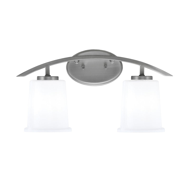 Toltec Kurve 9.5in 2-Light Bath Bar | Modern Graphite and White Opal Glass | Bathroom Vanity | 7 x 9.5 in | Model 3722-GP-5031