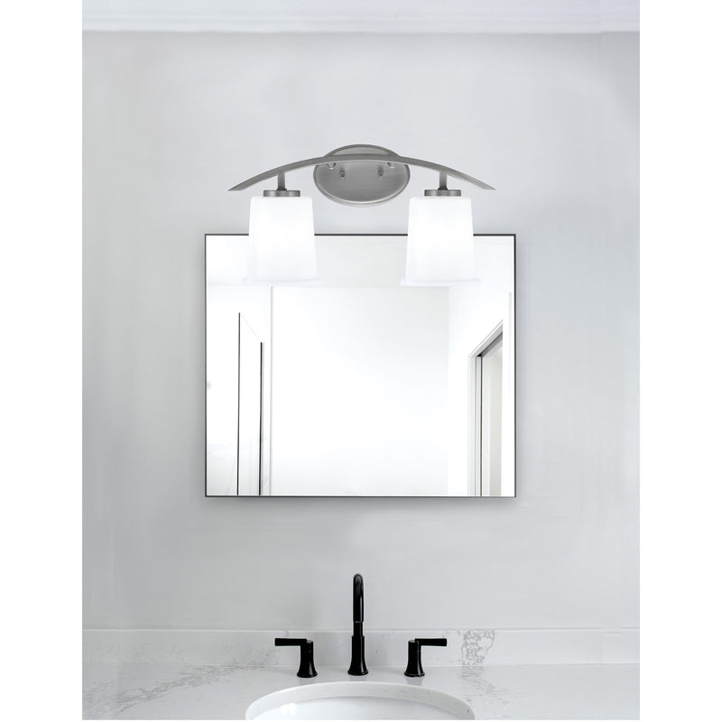 Toltec Kurve 9.5in 2-Light Bath Bar | Modern Graphite and White Opal Glass | Bathroom Vanity | 7 x 9.5 in | Model 3722-GP-5031
