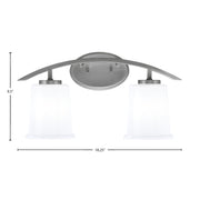Toltec Kurve 9.5in 2-Light Bath Bar | Modern Graphite and White Opal Glass | Bathroom Vanity | 7 x 9.5 in | Model 3722-GP-5031