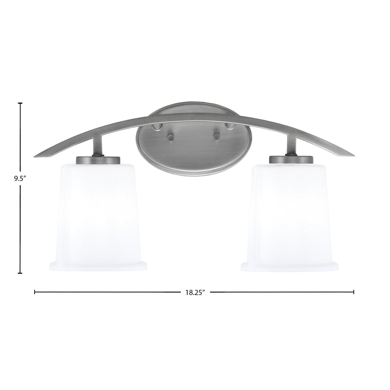 Toltec Kurve 9.5in 2-Light Bath Bar | Modern Graphite and White Opal Glass | Bathroom Vanity | 7 x 9.5 in | Model 3722-GP-5031