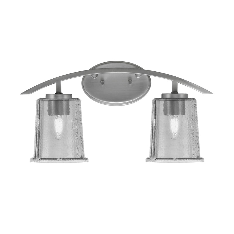 Toltec Kurve 9.5in 2-Light Bath Bar | Modern Graphite and Smoke Bubble Glass | Bathroom Vanity | 7 x 9.5 in | Model 3722-GP-5032