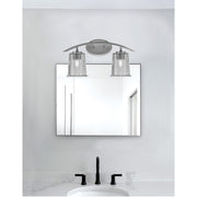 Toltec Kurve 9.5in 2-Light Bath Bar | Modern Graphite and Smoke Bubble Glass | Bathroom Vanity | 7 x 9.5 in | Model 3722-GP-5032