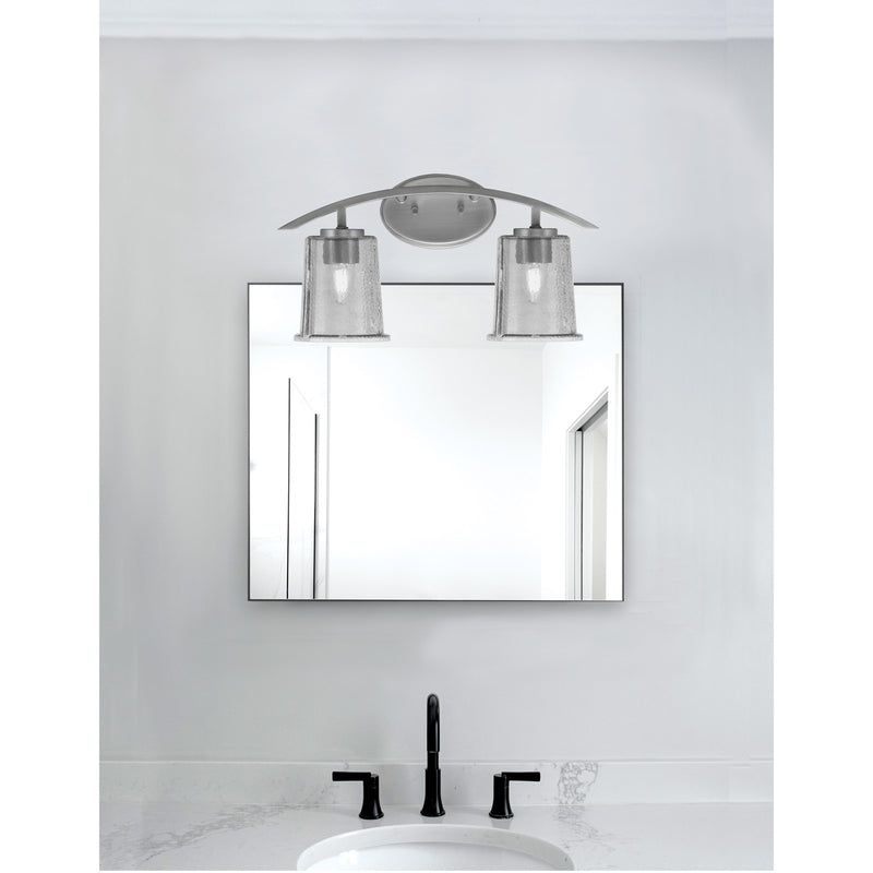 Toltec Kurve 9.5in 2-Light Bath Bar | Modern Graphite and Smoke Bubble Glass | Bathroom Vanity | 7 x 9.5 in | Model 3722-GP-5032