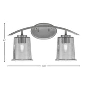 Toltec Kurve 9.5in 2-Light Bath Bar | Modern Graphite and Smoke Bubble Glass | Bathroom Vanity | 7 x 9.5 in | Model 3722-GP-5032