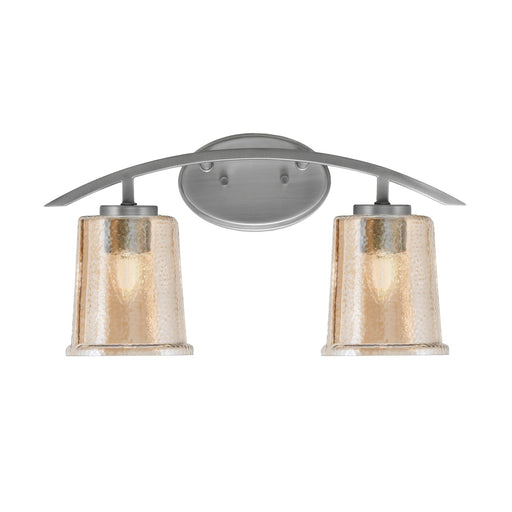 Toltec Kurve 2-Light Bath Bar | Modern Graphite Steel and Amber Bubble Glass | Bathroom Vanity & Powder Room | 7 x 9.5 in | Model 3722-GP-5033