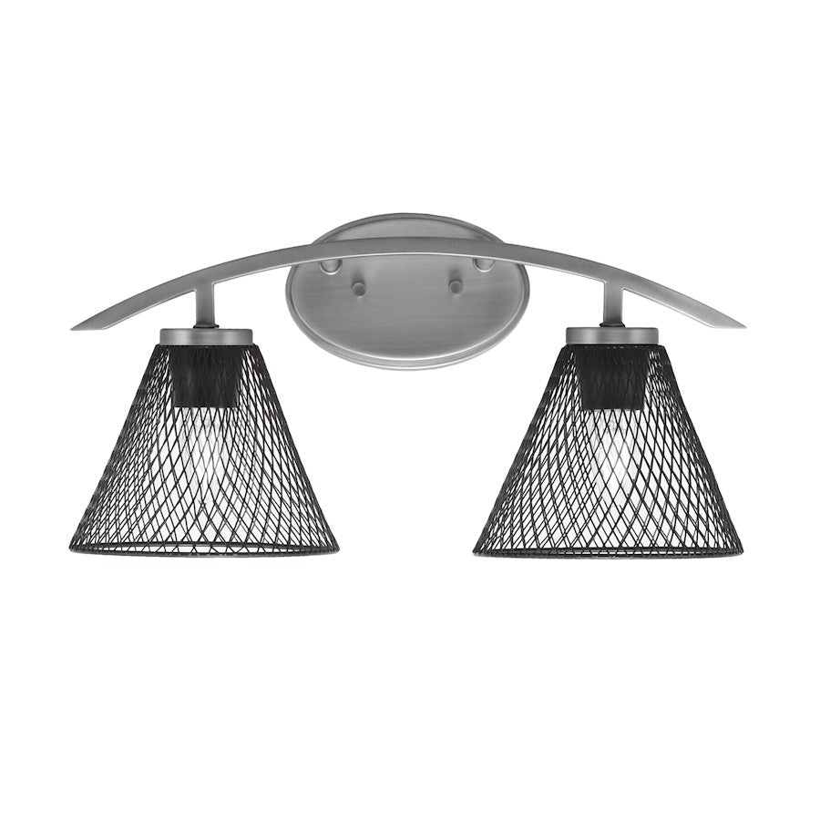 Toltec Kurve 2Lt Bath Bar, Graphite, 7" Black Cone Mesh Metal - 3722-GP-805-MB