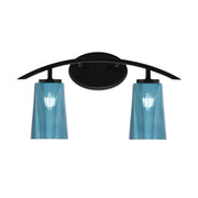 Toltec Kurve 2-Light Bath Bar | Modern Matte Black Steel and Blue Gradient Glass | Bathroom Vanity & Powder Room | 10.5in H x 7.25in D | Model 3722-MB-265
