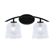 Toltec Kurve 2-Light Bath Bar | Modern Matte Black Steel and Clear Lava Glass | Bathroom Vanity & Powder Room | 7.5 x 10.25 in | Model 3722-MB-4230