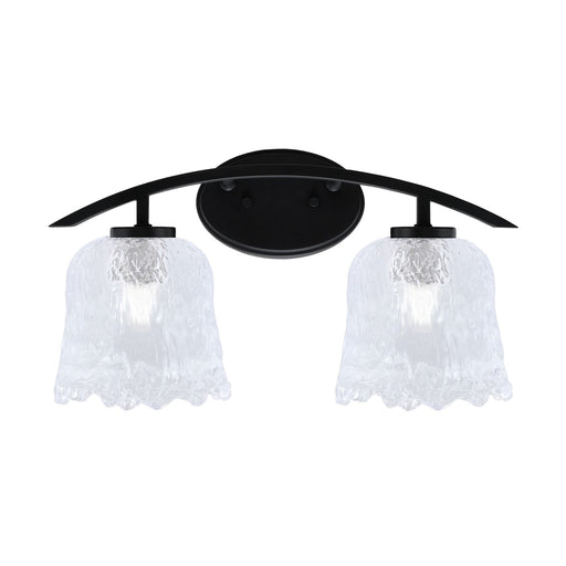 Toltec Kurve 2-Light Bath Bar | Modern Matte Black Steel and Clear Lava Glass | Bathroom Vanity & Powder Room | 7.5 x 10.25 in | Model 3722-MB-4230