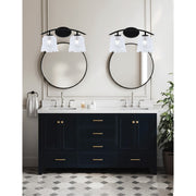 Toltec Kurve 2-Light Bath Bar | Modern Matte Black Steel and Clear Lava Glass | Bathroom Vanity & Powder Room | 7.5 x 10.25 in | Model 3722-MB-4230