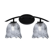 Toltec Kurve 2-Light Bath Bar | Modern Matte Black Steel and Smoke Lava Glass | Bathroom Vanity & Powder Room | 7.5 x 10.25 in | Model 3722-MB-4232