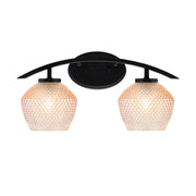 Toltec Kurve 18.25in 2-Light Bathroom Vanity Light | Modern Matte Black Steel and Amber Textured Glass | Bathroom Vanity | 18.25 x 9.5 x 8 in | Model 3722-MB-4623