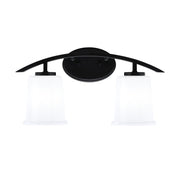 Toltec Kurve 2-Light Bath Bar | Modern Matte Black Steel and White Opal Glass | Bathroom Vanity & Powder Room | 7 x 9.5 in | Model 3722-MB-5031