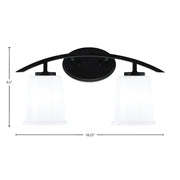 Toltec Kurve 2-Light Bath Bar | Modern Matte Black Steel and White Opal Glass | Bathroom Vanity & Powder Room | 7 x 9.5 in | Model 3722-MB-5031