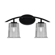 Toltec Kurve 2-Light Bath Bar | Modern Matte Black Steel and Smoke Bubble Glass | Bathroom Vanity & Powder Room | 7 x 9.5 in | Model 3722-MB-5032