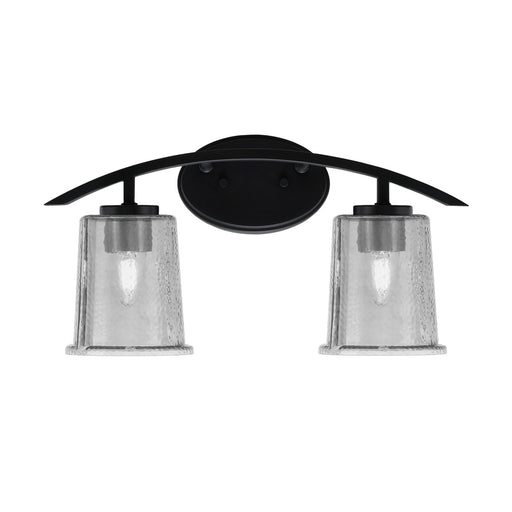Toltec Kurve 2-Light Bath Bar | Modern Matte Black Steel and Smoke Bubble Glass | Bathroom Vanity & Powder Room | 7 x 9.5 in | Model 3722-MB-5032