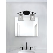 Toltec Kurve 2-Light Bath Bar | Modern Matte Black Steel and Smoke Bubble Glass | Bathroom Vanity & Powder Room | 7 x 9.5 in | Model 3722-MB-5032