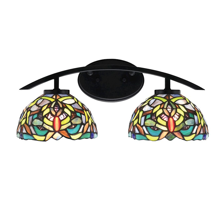 Toltec Kurve 2Lt Bath Bar, Black, 7" Kaleidoscope Art - 3722-MB-9905