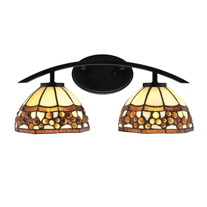 Toltec Kurve 2Lt Bath Bar, Black, 7" Roman Jewel Art - 3722-MB-9975