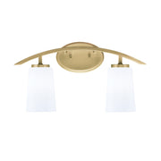Toltec Kurve 2-Light Bath Bar | Contemporary New Age Brass Steel and White Opal Glass | Bathroom Vanity & Powder Room | 7.25 x 10.5 in | Model 3722-NAB-261