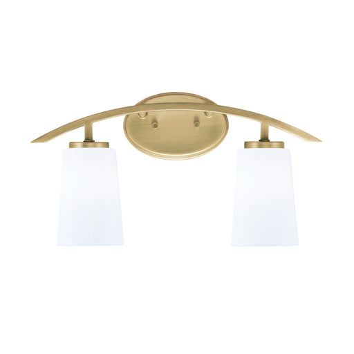 Toltec Kurve 2-Light Bath Bar | Contemporary New Age Brass Steel and White Opal Glass | Bathroom Vanity & Powder Room | 7.25 x 10.5 in | Model 3722-NAB-261