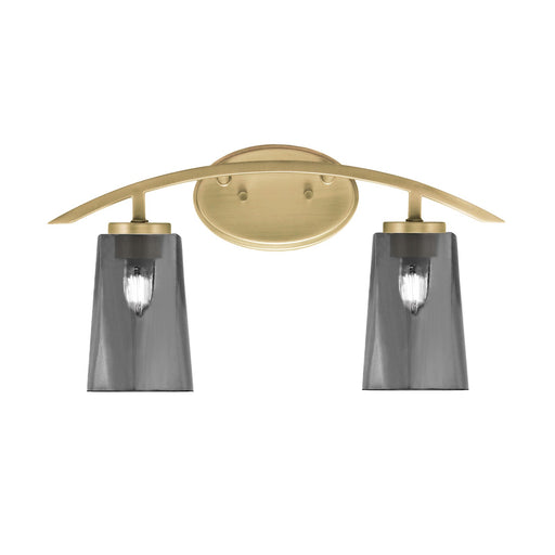 Toltec Kurve 2-Light Bath Bar | Contemporary New Age Brass Steel and Smoke Bubble Glass | Bathroom Vanity & Powder Room | 7.25 x 10.5 in | Model 3722-NAB-262