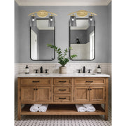 Toltec Kurve 2-Light Bath Bar | Contemporary New Age Brass Steel and Smoke Bubble Glass | Bathroom Vanity & Powder Room | 7.25 x 10.5 in | Model 3722-NAB-262
