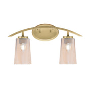 Toltec Kurve 2-Light Bath Bar | Modern New Age Brass and Amber Gradient Glass | Bathroom & Powder Room Vanity Light | 7.25 x 10.5 in | Model 3722-NAB-263