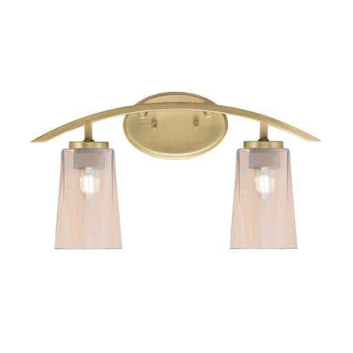Toltec Kurve 2-Light Bath Bar | Modern New Age Brass and Amber Gradient Glass | Bathroom & Powder Room Vanity Light | 7.25 x 10.5 in | Model 3722-NAB-263