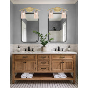 Toltec Kurve 2-Light Bath Bar | Modern New Age Brass and Amber Gradient Glass | Bathroom & Powder Room Vanity Light | 7.25 x 10.5 in | Model 3722-NAB-263