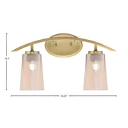 Toltec Kurve 2-Light Bath Bar | Modern New Age Brass and Amber Gradient Glass | Bathroom & Powder Room Vanity Light | 7.25 x 10.5 in | Model 3722-NAB-263